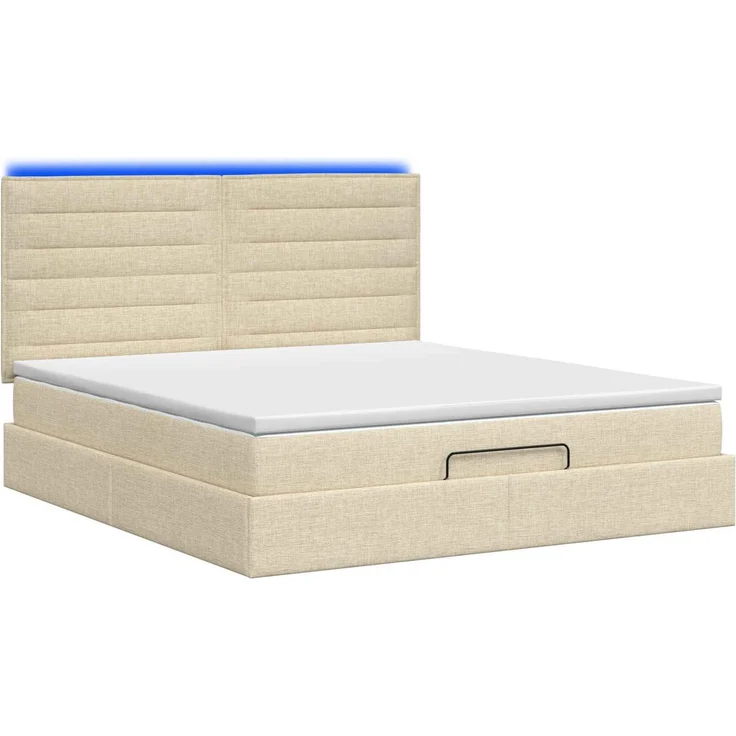 vidaXL Ottoman-Bett mit Matratze und LED Creme 180 x 200 cm Stoff 3458012 – Bild 9