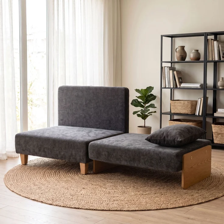 HOMCOM Schlafsessel, Polyester, Dunkelgrau, 94L x 63B x 89H cm – Bild 2