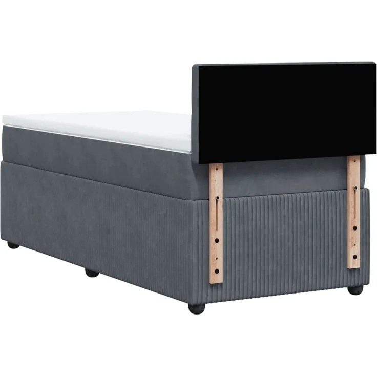 vidaXL Boxspringbett mit Matratze Dunkelgrau 100x200 cm Samt 3289975 – Bild 8