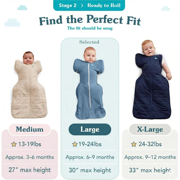 Love To Dream Swaddle Up Übergangssack Bamboo Lite, groß, 8,5–11 kg, grauer Punkt, eng anliegende Passform, abnehmbare Flügel, 1,0 Tog (20–24 °C), maschinenwaschbar, Von Hebammen empfohlen – Bild 3