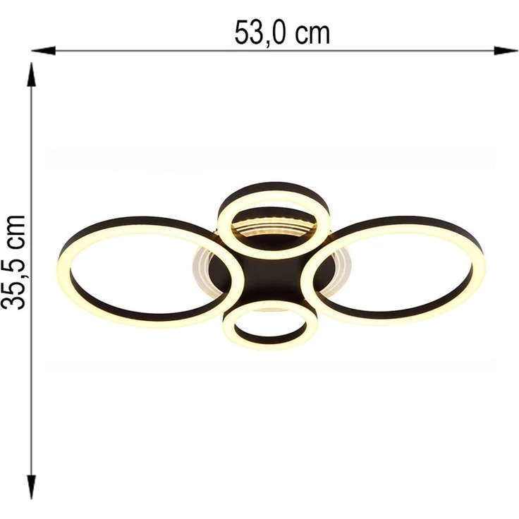 LED Deckenleuchte, schwarz, Ring-Design, CCT, L 53 cm – Bild 8