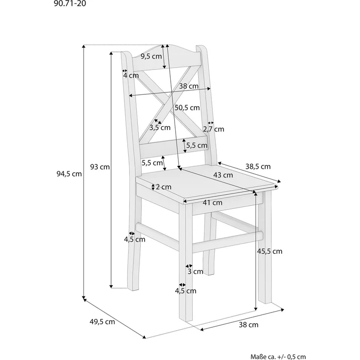 Küchenstuhl Massivholzstuhl Esszimmerstuhl Kiefer Stuhl 90.71-20 W – Bild 3