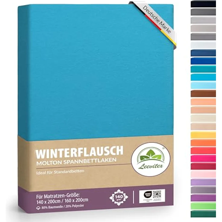 leevitex® Spannbettlaken für kalte Nächte – angenehm weich, passgenau, farbstark & pflegeleicht, Gummizug: Rundum – Bild 2