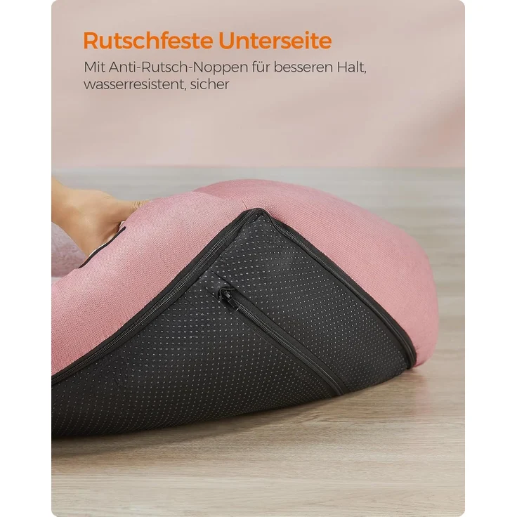 Feandrea Hundebett, in Leinenoptik, erhöhte Ränder, rutschfeste Unterseite, Bezug abnehmbar waschbar, M, für kleine Hunde, pastellrosa, 70 x 55 x 21 cm – Bild 7