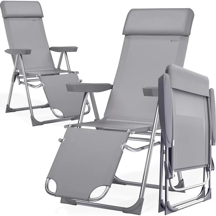 Casaria Alu Gartenstuhl Liegestuhl Hochlehner Verstellbar 2er Set