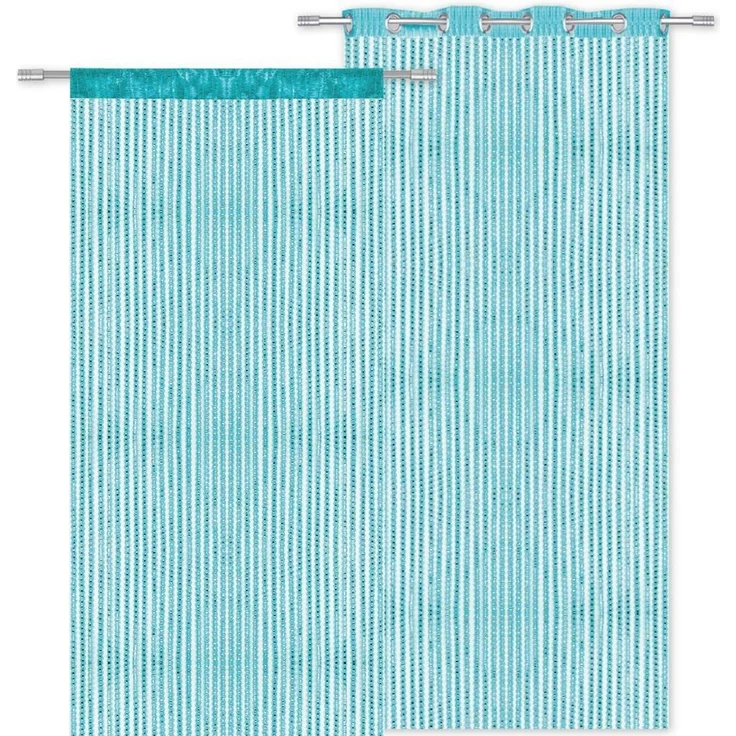 Arsvita Fadenvorhang Metallik-Optik mit Ösen, Türvorhang 140x250cm (Türkis) – Bild 3