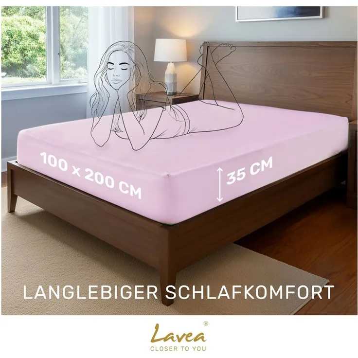 Lavea Spannbettlaken Bettlaken, Spannlaken Mikrofaser, 180x200cm, 200x200cm, (2 Stück), kühlend & atmungsaktiv, schnelltrocknend, weich, pflegeleicht