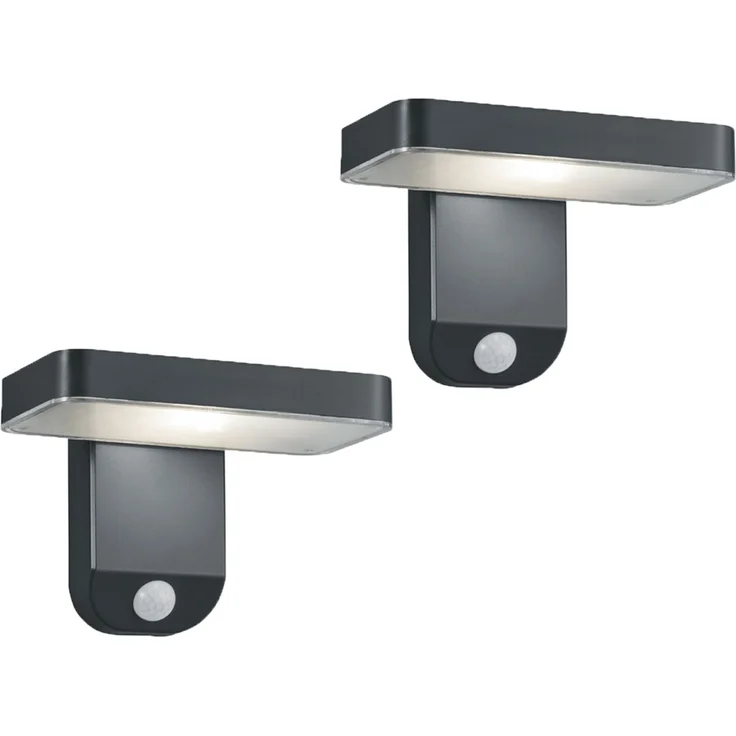 LED Solar Wandleuchte 2er Set Außenleuchten mit Bewegungsmelder in Anthrazit – Bild 2