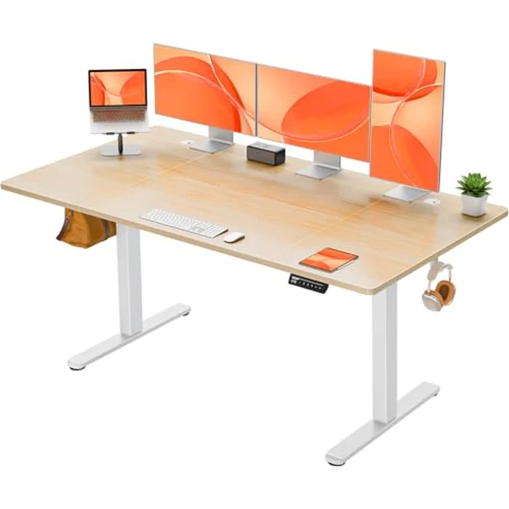 ErGear Elektrisch Höhenverstellbarer Schreibtisch 160x80 cm, Schreibtisch Höhenverstellbar mit 4 Memory-Funktion, Gaming Tisch mit Vierteilige Tischplatte – Bild 2
