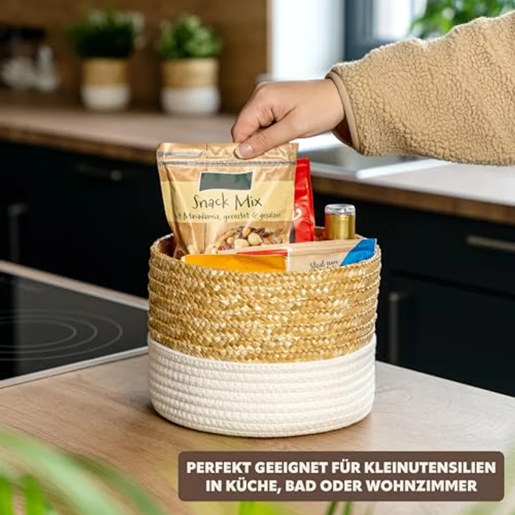 bremermann Aufbewahrungskorb bremermann Aufbewahrungskorb aus Baumwolle/Strohgeflecht Ø 24 cm (Stück, 1 St) – Bild 5