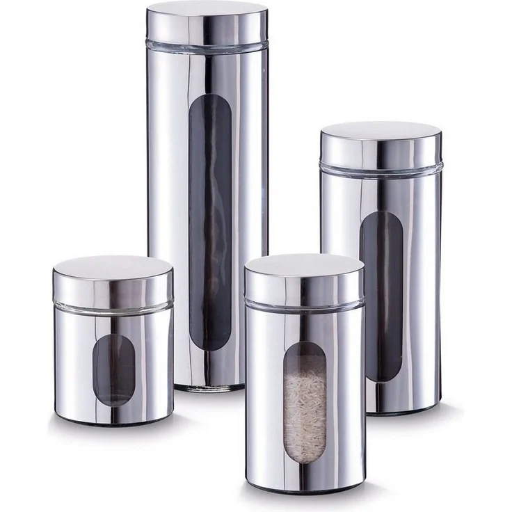 Zeller Present Vorratsdose, Chrom, (Set, 4-tlg), Modernes Design hebt jedes Zuhause hervor – Bild 5