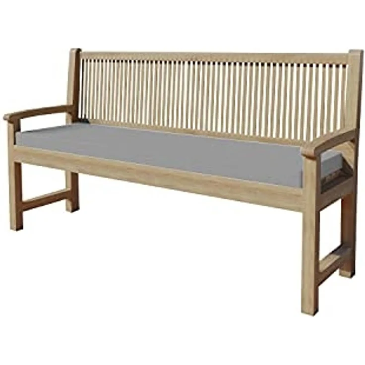 chilly pilley Bankkissen Bankauflage Polsterauflage Reißverschluss mit Schlaufen Kissen für Gartenbank Gartenbankauflage für Gartenmöbel Sitzkissen & Rückenkissen Outdoor (120 x 40 x 5 cm, Silber) – Bild 1