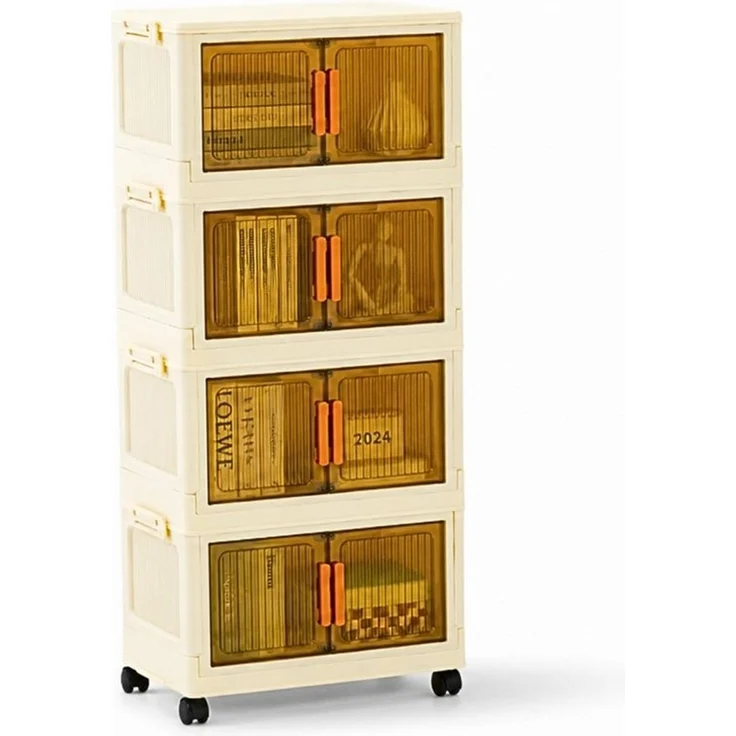 PROREGAL® Aufbewahrungsbox EasyCube stapelbar 4 Ebenen & Rollen Stapelboxen – Bild 1