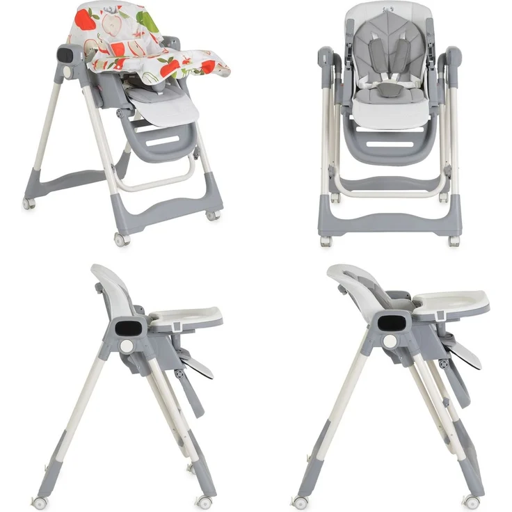 Moni Kinderhochstuhl Fuji Babyschaukel Rollen klappbar Fernbedienung Lätzchen grau – Bild 2