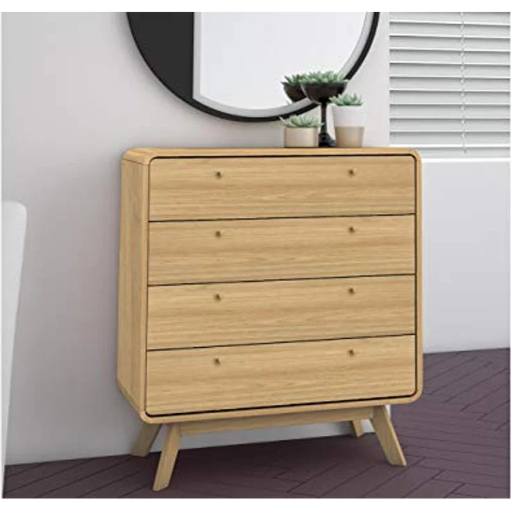 DHP Furniture Cassie Kommode mit 4 Schubladen aus Spanplatte in Eicheoptik (BxTxH) 80x39x88 cm – Bild 2