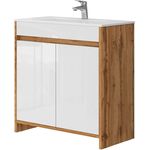 Waschbeckenunterschrank Lemgo Goldkraft Eiche 2 Teile Vicco