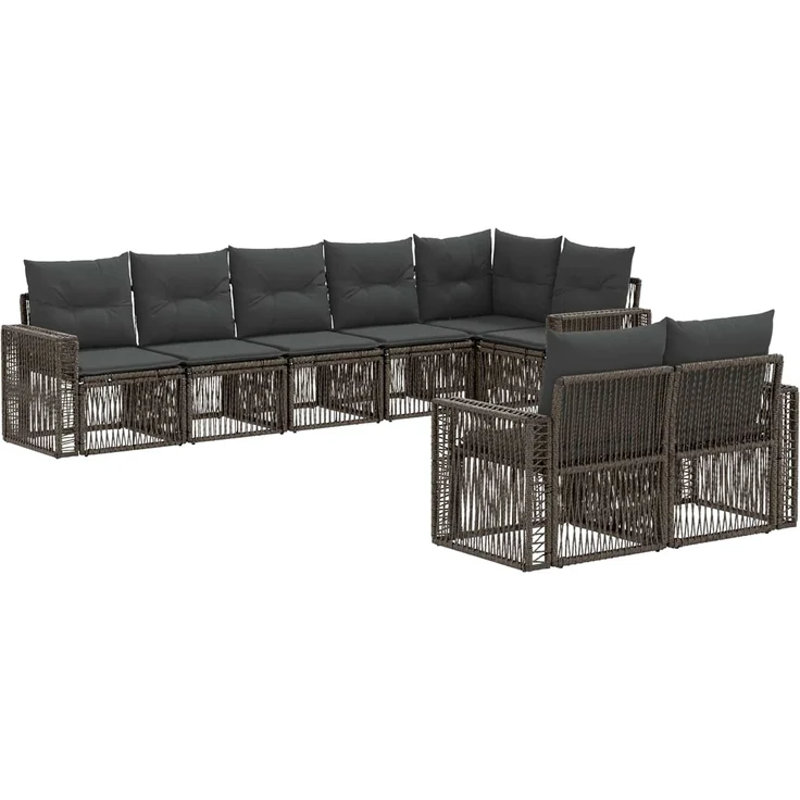 vidaXL Gartensofa-set 8 stk. 8-Sitzer Grau und Dunkelgrau Poly-Rattan 3435185 – Bild 2