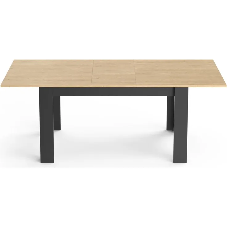 Calicosy 'CRAFT' Ausziehbarer Tisch 160 / 200 cm - Eiche Dekor und Schwarz - Helles Holz