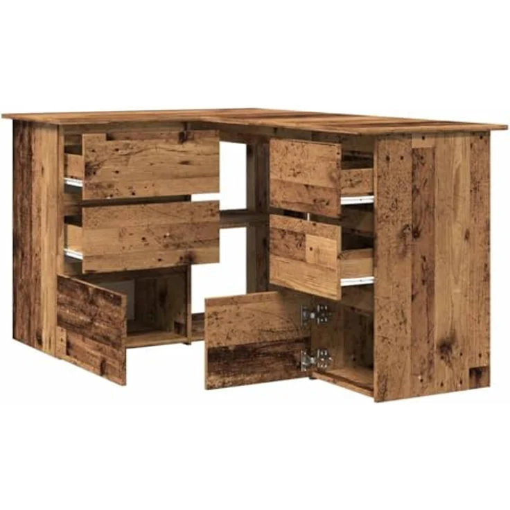 vidaXL Eckschreibtisch Altholz-Optik 145x100x76 cm Holzwerkstoff 855962 – Bild 6