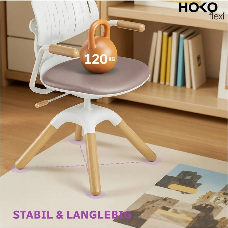 HOKO Kinderstuhl Höhenverstellbarer, mitwachsender Kinder Stuhl (Ergo Study Kid Kinder Schreibtisch Stuhl, Sitz und Rücken separat verstellbar. Ergonomisches Sitzen für Kinder, 1 St) – Bild 3
