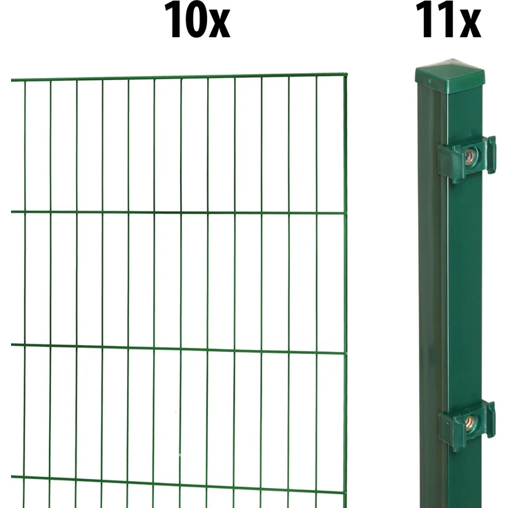 Garden 'N' More Einzelstabmattenzaun Set standard, 75 cm hoch, grün, 10 Elemente für 20 m, 11 Pfosten – Bild 2