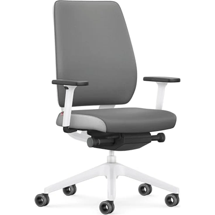 Interstuhl Joyce Interior Edition, ergonomischer Bürostuhl mit Synchromechanik, verstellbarer Rückenlehne und Lordose, Designer-Rollen, Grau | Hellgrau – Bild 1