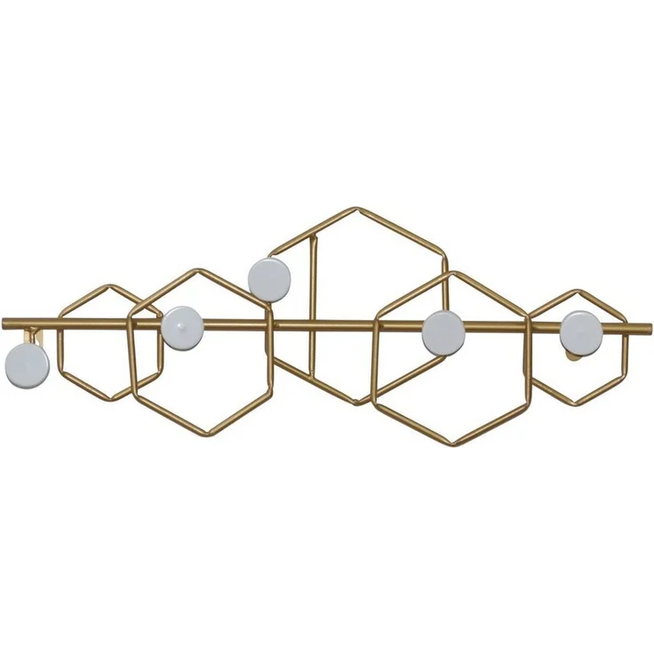 Wandgarderobe, Hakenleiste aus Metall mit 5 Haken, gold-weiß – Bild 4