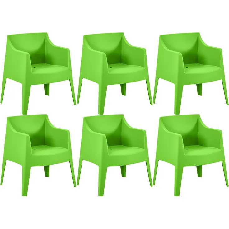 CLP 6er Set Gartenstühle Bartal stapelbar wetterfest UV-beständig bis 150 kg,grün