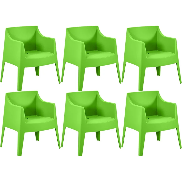 CLP 6er Set Gartenstühle Bartal stapelbar wetterfest UV-beständig bis 150 kg,grün – Bild 1