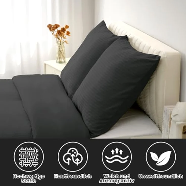 Good Nite Bettwäsche Gestrecktes Mikrofaser-Bettwäsche-Set mit Reißverschluss, Mikrofaser (Polyester), 3 teilig, Hochwertige Mikrofaser, gebürstet, Umschlagstil – Bild 5