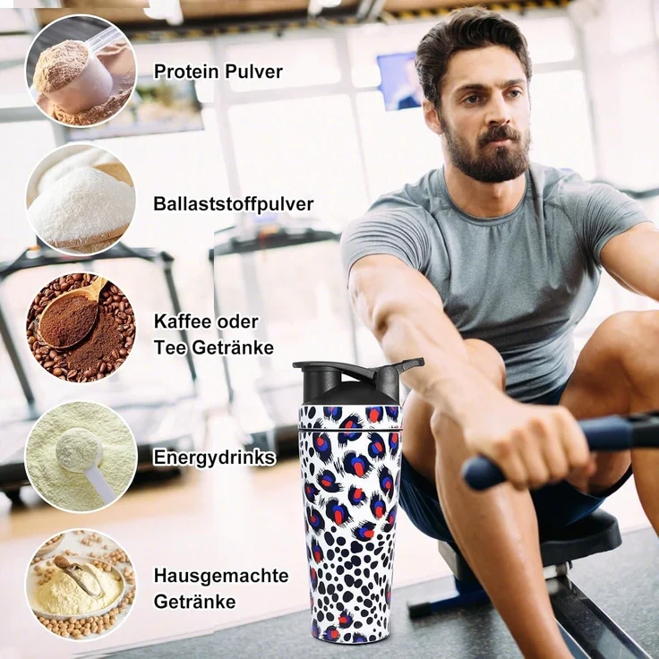 Protein Shaker Edelstahl 750ml mit Skala und Kugel Weiß BPA-frei – Bild 3