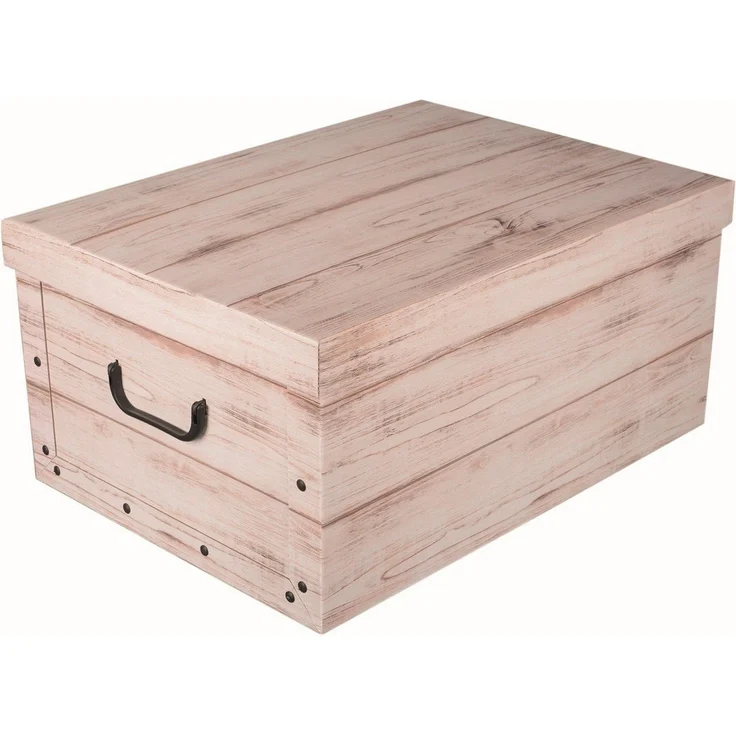Kreher Aufbewahrungsbox Set: 3 x Dekokarton - Motiv: Holz Dunkel/ Shabby/ White – Bild 3