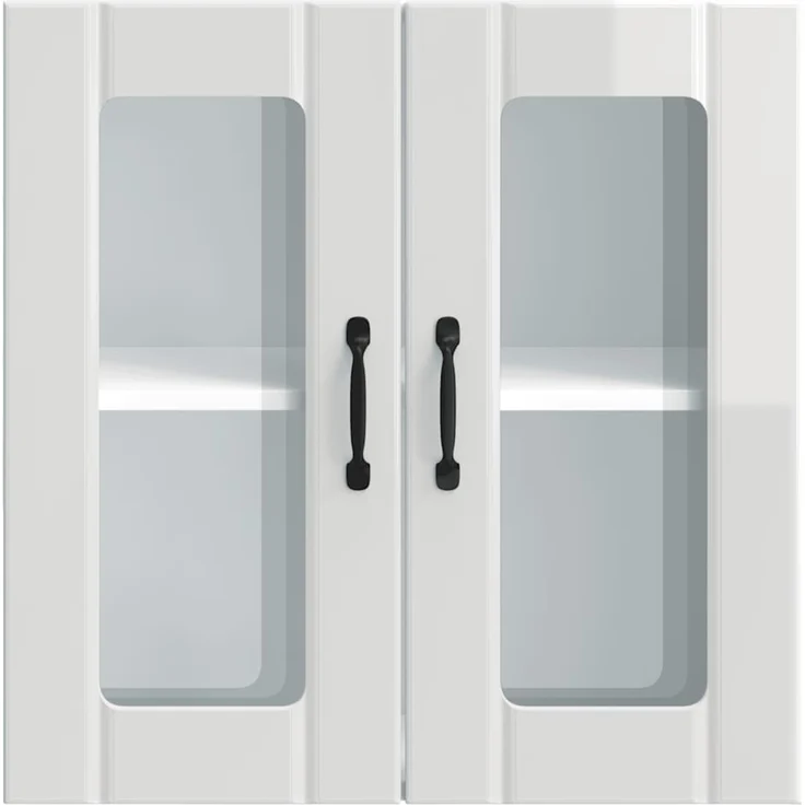vidaXL Küchen-Hängeschrank mit Glastür Lucca Hochglanz-Weiß Holzwerkstoff 853909 – Bild 5