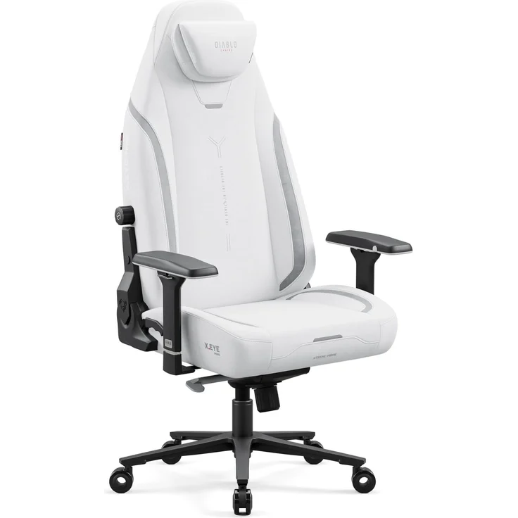 Diablo Ergonomischer Gaming Stuhl Stoff X.Eye Prime Pc Stuhl mit Magnet-Kopfstütze Gaming Sessel Kühlfunktion Gaming Stuhl Ergonomisch Strapazierfähiger Stoff Gaming Chair 140 kg Ghosted White