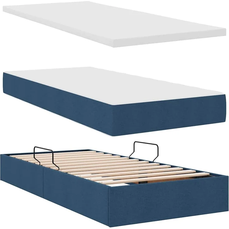 vidaXL LED-Speicherbett mit Matratze Blau 100 x 200 cm Stoff 3371129 – Bild 9