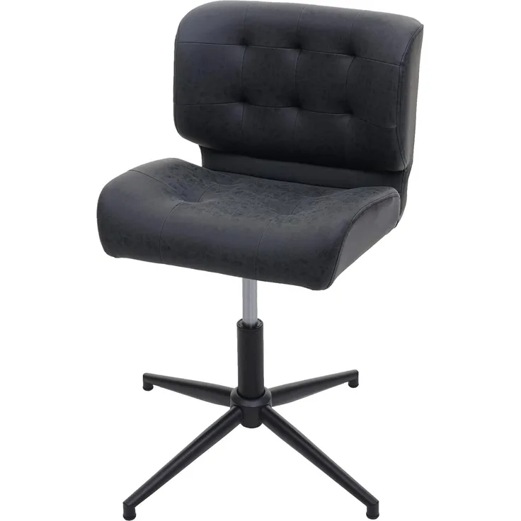 Bürostuhl HWC-H42, Drehstuhl Schreibtischstuhl, drehbar höhenverstellbar ~ Kunstleder vintage dunkelgrau, Fuß schwarz