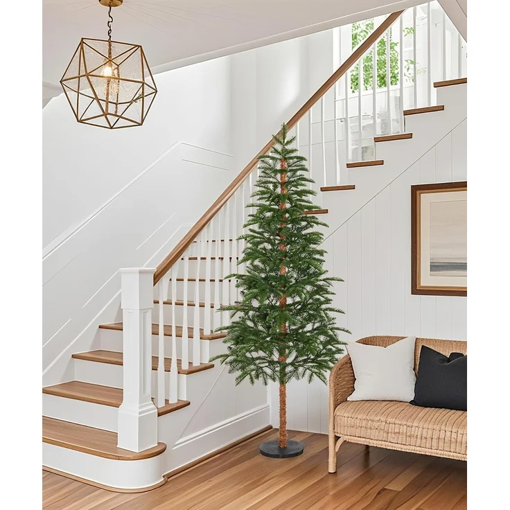 Yorbay Künstlicher Weihnachtsbaum 180cm Weihnachten Baum mit Scheibenbasis & Simulierter Baumstamm, Tanne, Naturgetreuer PE Schmaler Tannenbaum für Heim Geschäft Weihnachtsdeko – Bild 8