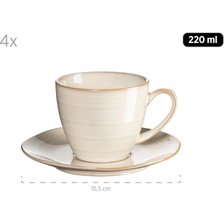 Mäser 931900 Kaffeeservice Nottingham für 4 Personen, Steinzeug, beige (1 Set, 8-teilig) – Bild 2