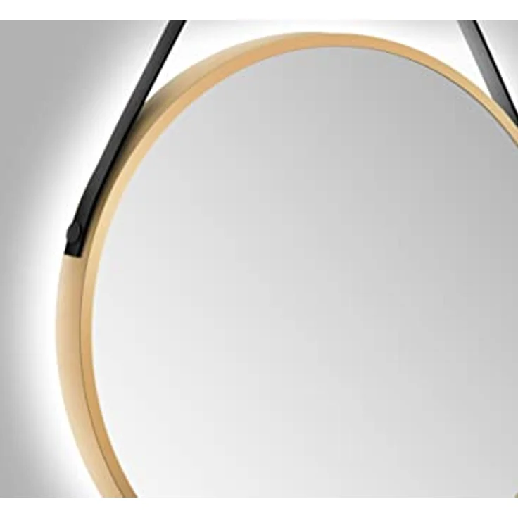 Talos Runder Wandspiegel mit indirekter LED Beleuchtung, gold matt, Ø 50 cm, Aluminiumrahmen – Bild 5