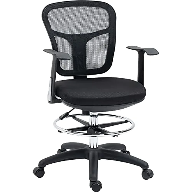 Vinsetto Ergonomischer Bürostuhl, Schwarz, Höhenverstellbar mit Lendenwirbelstütze und klappbaren Armlehnen