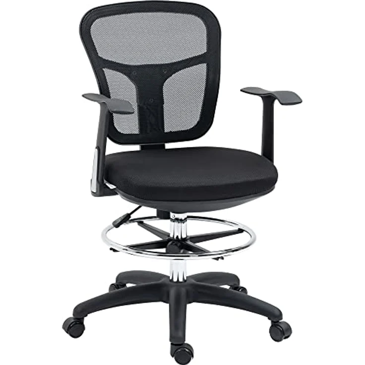 Vinsetto Ergonomischer Bürostuhl, Schwarz, Höhenverstellbar mit Lendenwirbelstütze und klappbaren Armlehnen – Bild 1