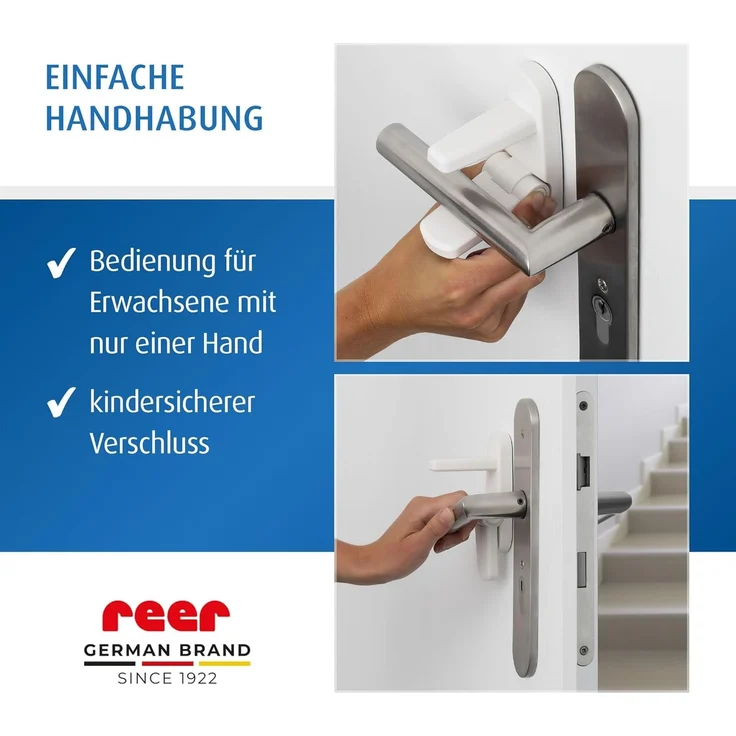 reer Türgriff-Stopp, Kindersicherung für Wohnungs- und Eingangstüren, Türgriffschutz, Türklinkenpuffer, Türstopper – Bild 6