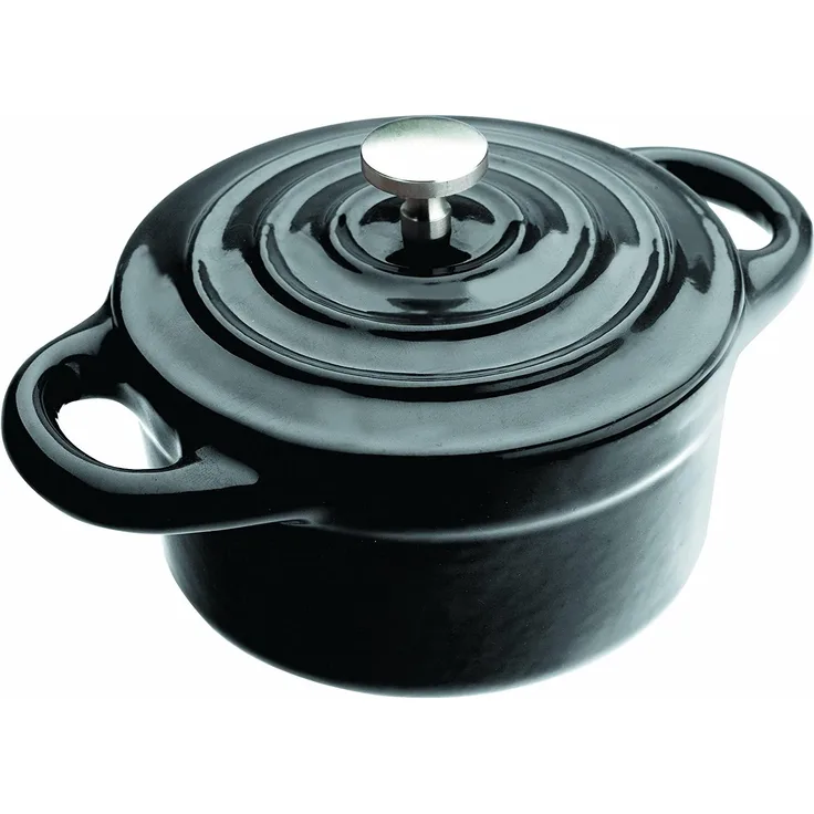 Ibili Mini-Kasserolle rund, Gusseisen, schwarz, 10 cm