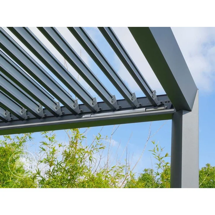 PRIMEYARD Pergola 4x3,5 m - Pfosten und Lamellendach aus Aluminium - anthrazitfarbene Terrassenüberdachung – Bild 6