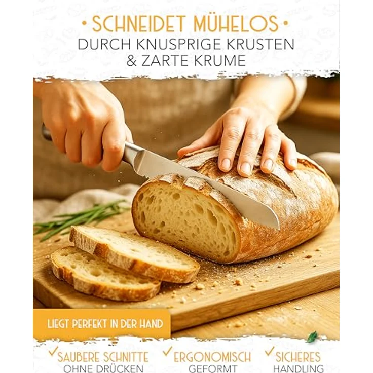 Krustenzauber Brotmesser Brotmesser mit Wellenschnitt aus Edelstahl - 20 & 26cm Küchenmesser – Bild 5