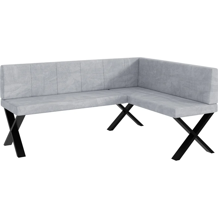 MEBLINI Eckbank für Esszimmer - Küchenbank - Essecke - Sitzecke Küche - PETER - X-Beine 128x168x87cm Rechts - Hellgrau Samt – Bild 1