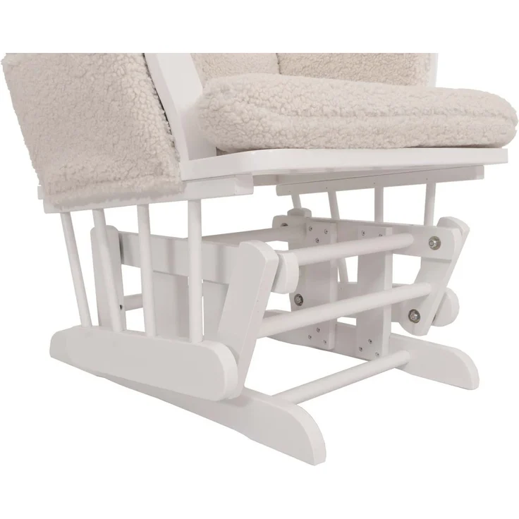 Relaxsessel HWC-C76, Schaukelstuhl Sessel Schwingstuhl + Hocker Stoff Bouclé 480g/m² Öko-Tex ~ creme Gestell weiß – Bild 7