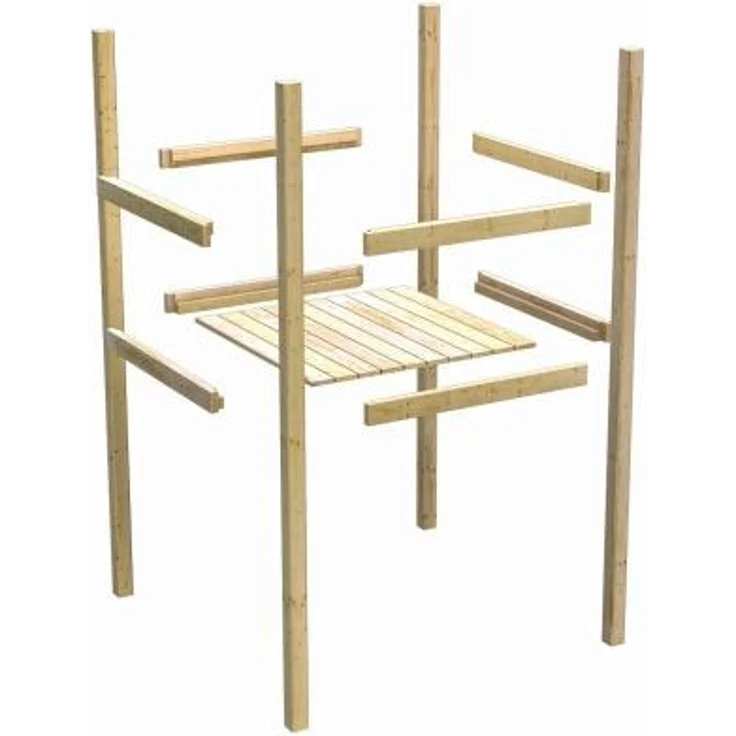 Karibu Kinderspielturm Lotti Satteldach mit Gerüst / Doppelschaukel naturbelassen 1,07 x 1,07 x 2,91 m – Bild 17