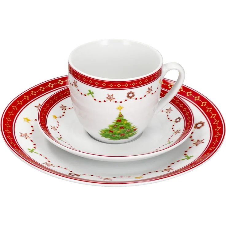 18tlg Kaffeeservice Weihnachtstraum Porzellan 6 Pers. Tassen Teller – Bild 6