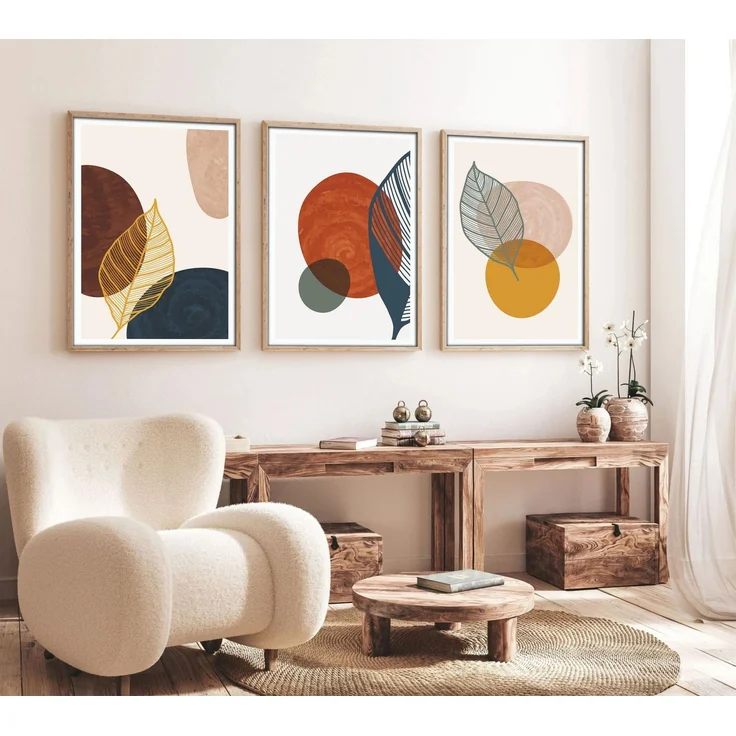 Wallity Dekoratives gerahmtes MDF-Gemälde (3-teilig), Mehrfarbig, 70 x 50 cm – Bild 4